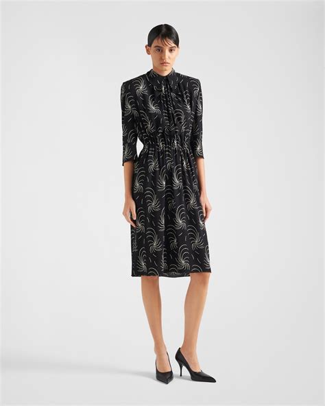 Black Printed Sablé Dress 